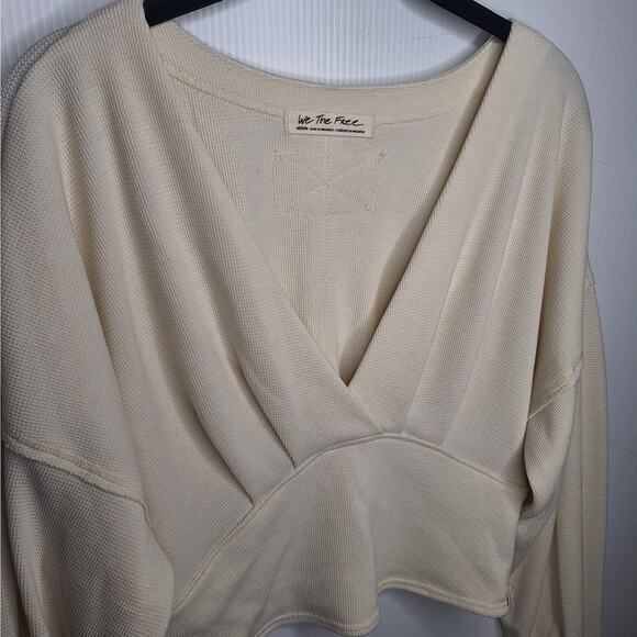 Free People We The Free All Nighter Thermal Top Medium Cream Crop Long Sleeve - Picture 4 of 9